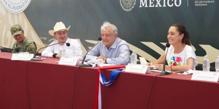 Presiden Gobernador Durazo, presidente López Obrador y presidenta electa Sheinbaum continuidad de restitución de derechos a comunidad Seri